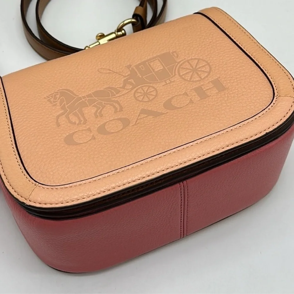 Coach Colorblock Pebble Leather Horse & Carriage Saddle Handbag Crossbody